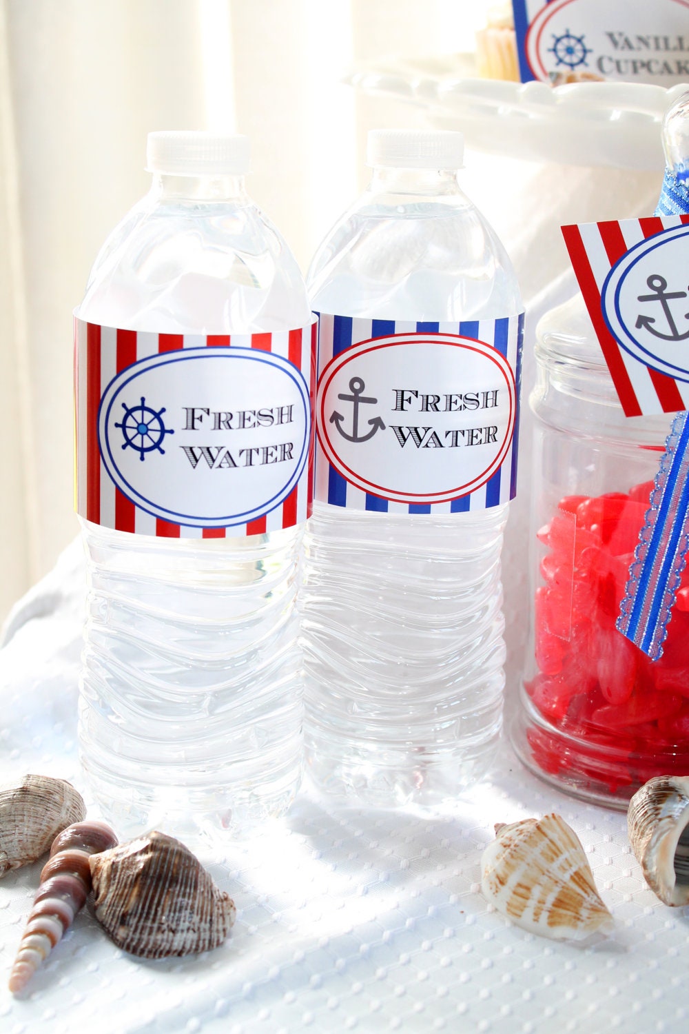 Nautical Crab Party - Printable Water Bottle Labels