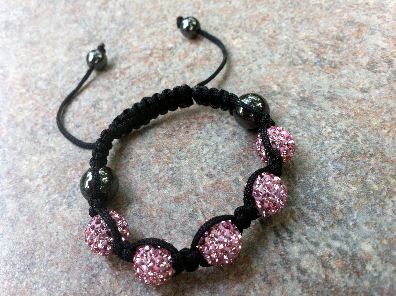 Pink Crystal Shamballa Bracelet