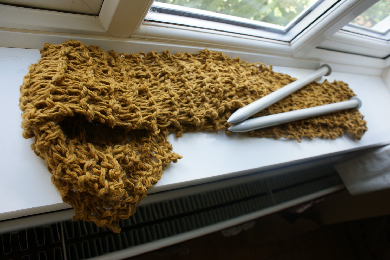 mustard knitted scarf