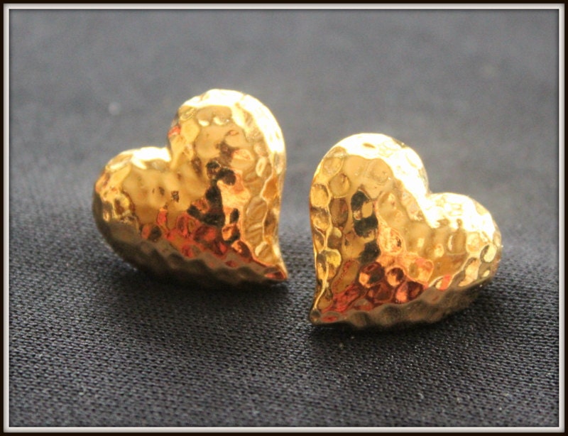 Gold-tone heart earrings say I Love You
