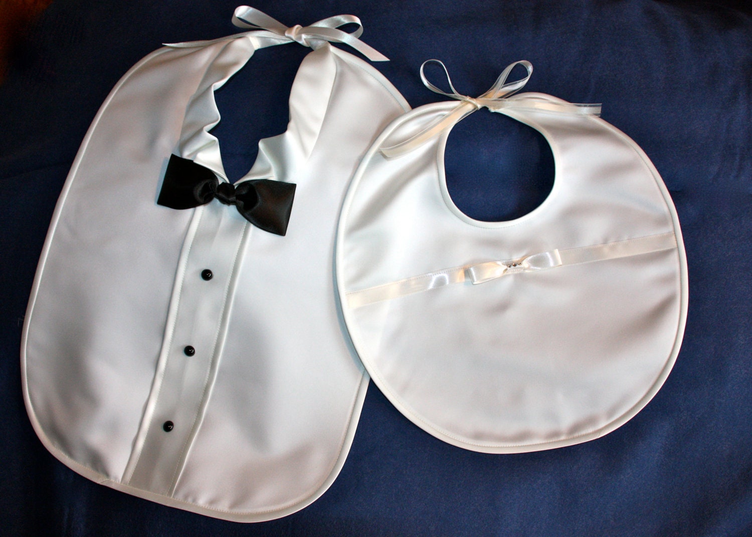 Items similar to Wedding Bibs Set Elegant Style Soft Sheen Satin