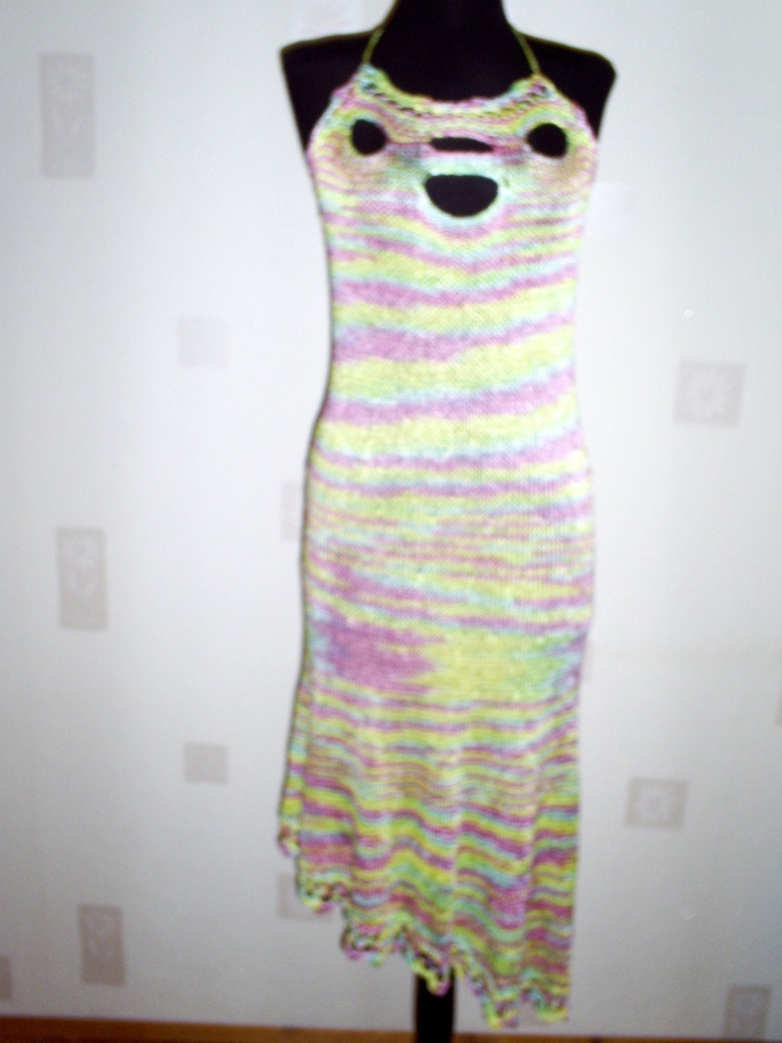 Women's knit dress, silk dress, iridescent, hand-knitted dress, summer