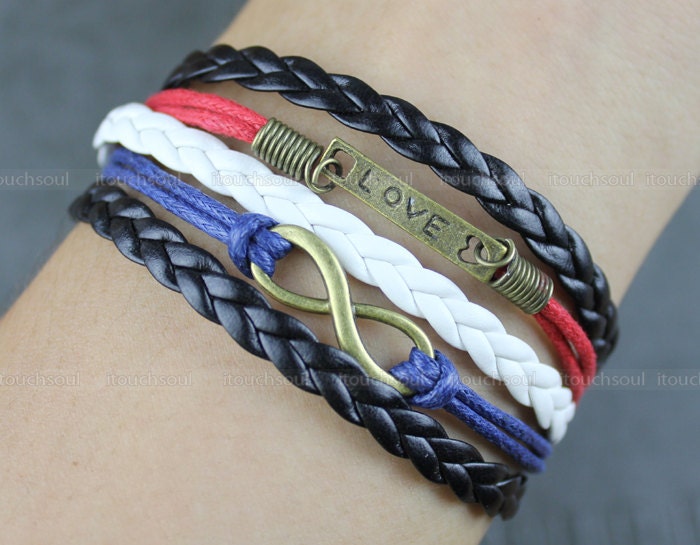 Infinity Love Bracelet-Antique Bronze Infinitywish Bracelet, Love Bracelet & Multistrand Braid Chain Bracelet