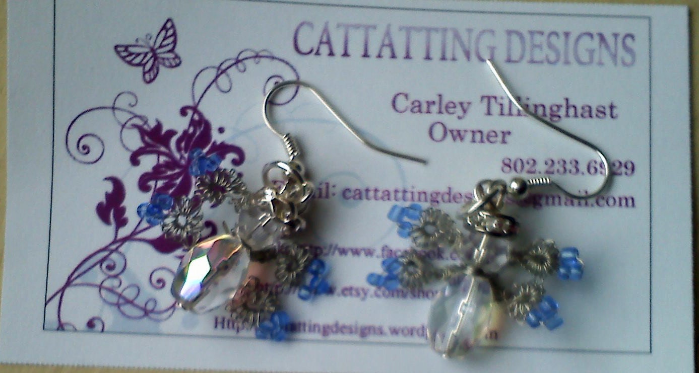 Angel Earrings with Tatted wire wings