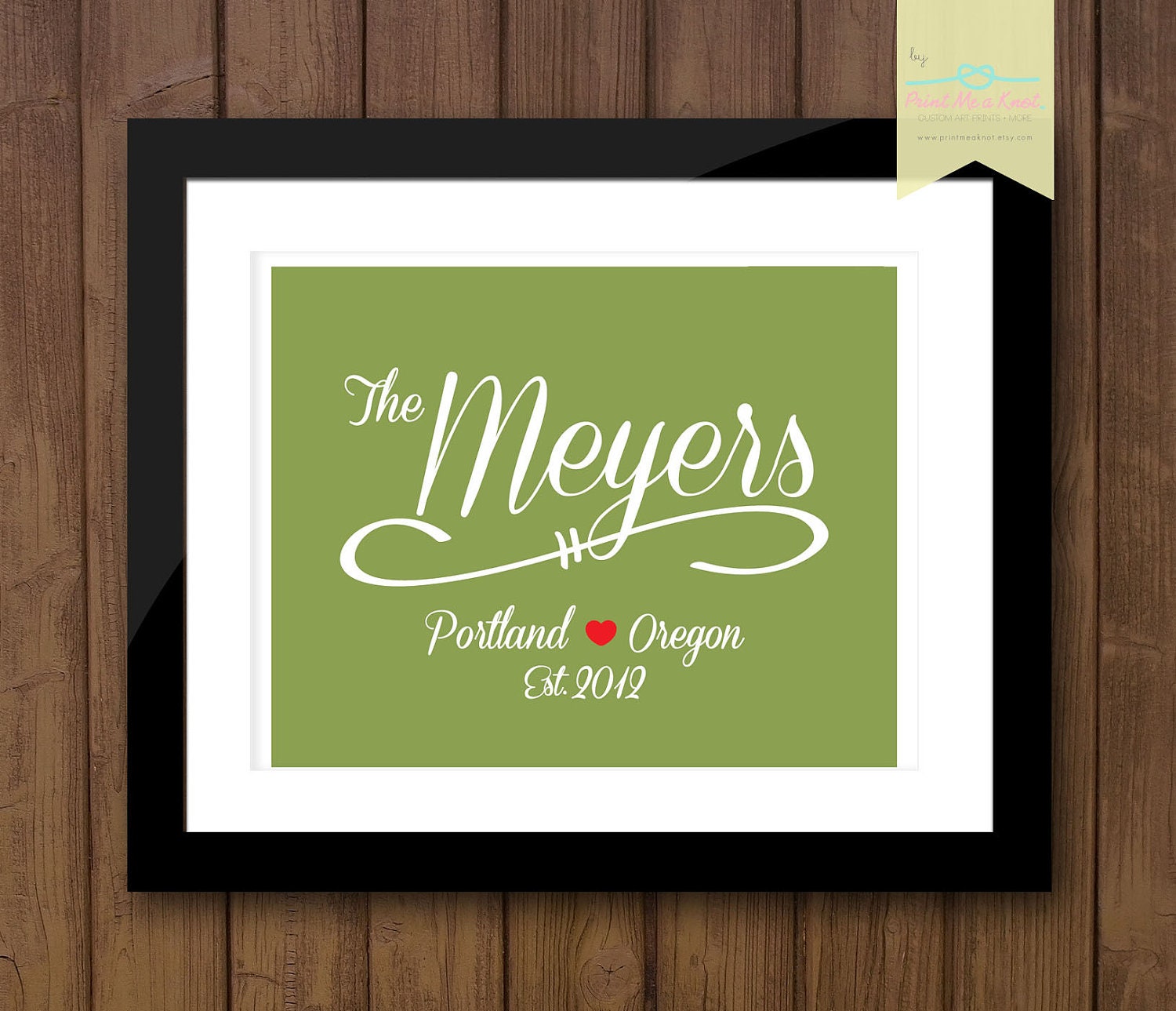 8 x 10 Personalized Surname Typography Art Print // Vintage Inspired // Housewarming Gift // Newly Weds // Family