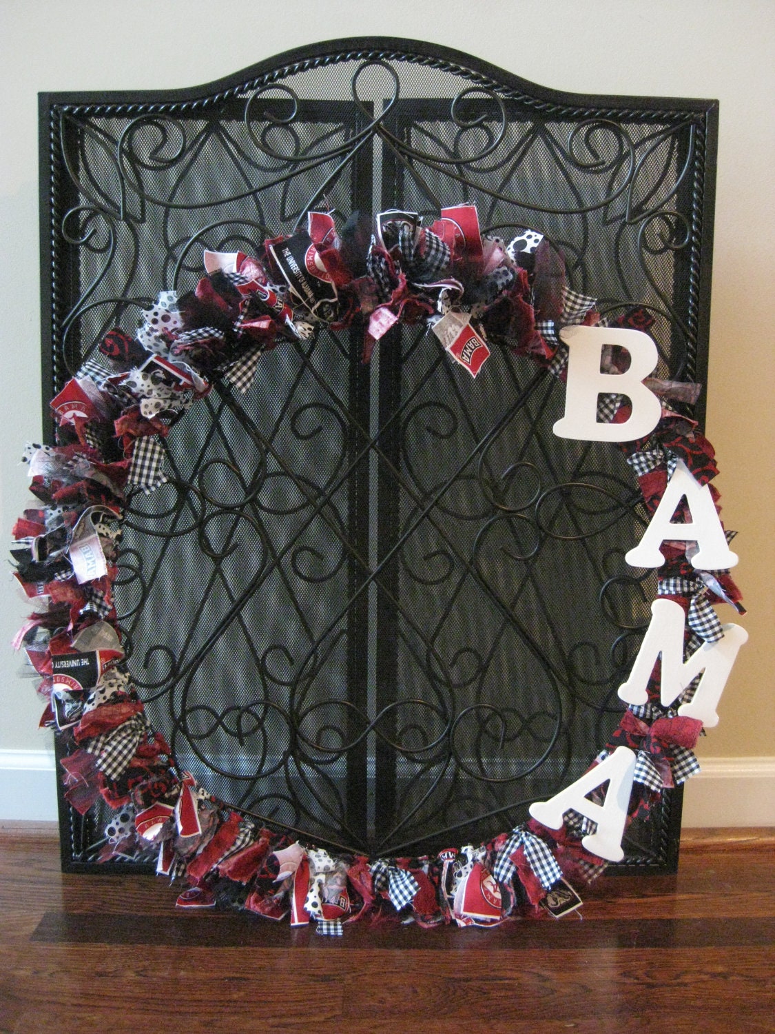 Custom Bama "Game Time" College Football Rag Wreath - 20 inch