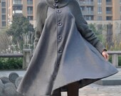 women's long grey cape Fitted Wool Coat jacket Wool Cape coat winter coat  jacket cute coat dy21 M-XL