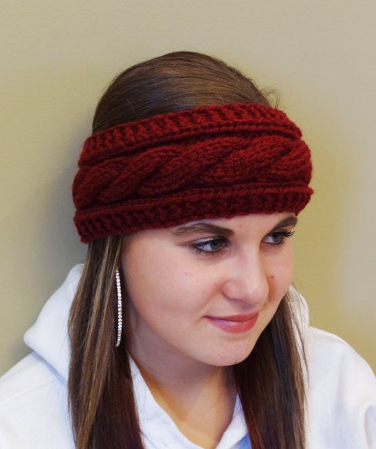 Headband Earwarmer Wool Burgundy Headwrap Ear Warmer Knit Wool Warm Hat Cozy Winter new FB FANS Receive 50% OFF