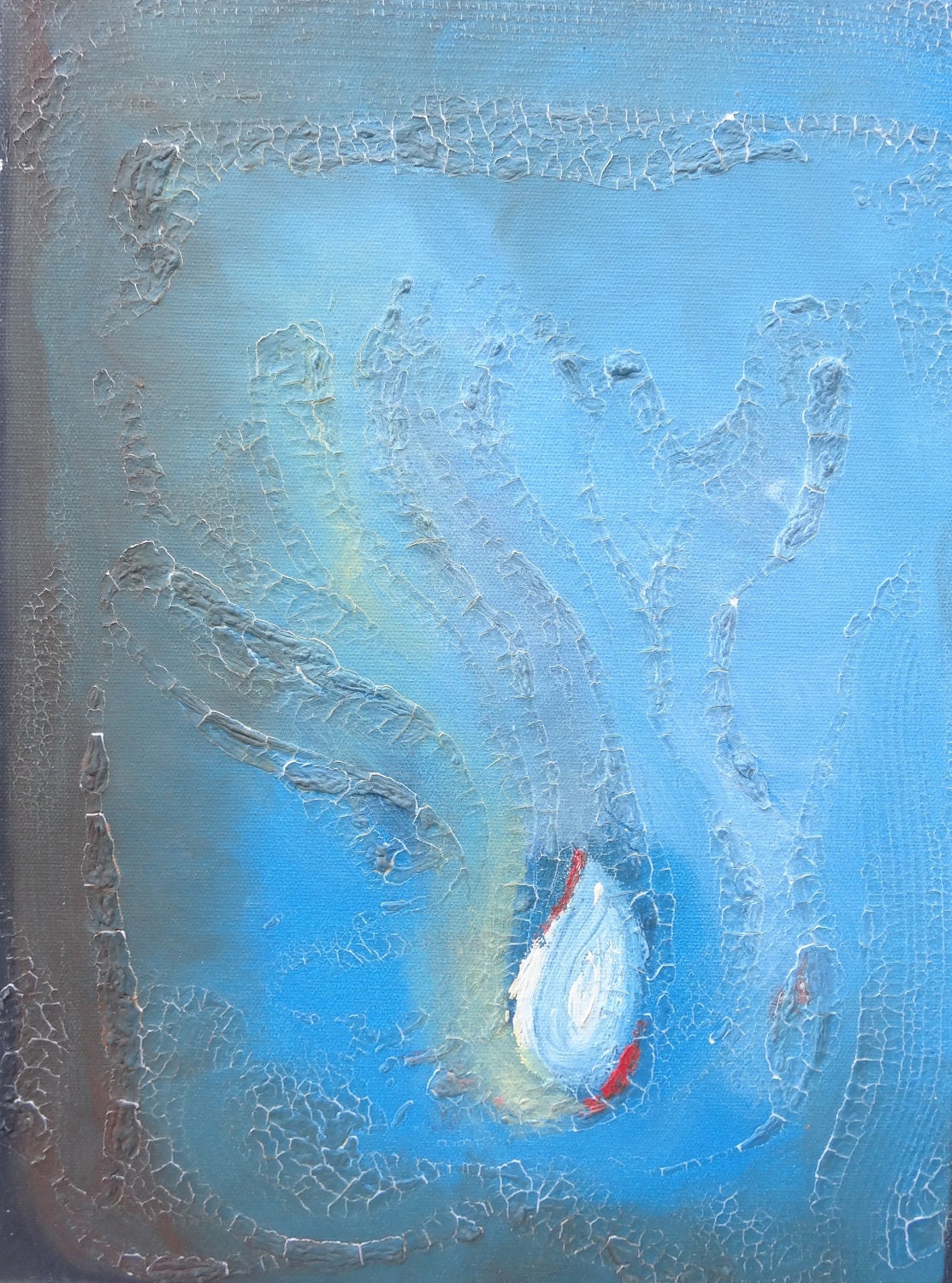 Canvas Art Original Painting Art for Blind Contemporary Oil Painting Boxed Canvas Blue Abstract, Textured Painting on Canvas