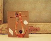 El Acrobatismo. Original Art Kraft Paper Blank Greeting Card w Geometric Crystalline Structure & Vintage National Geographic Photograph