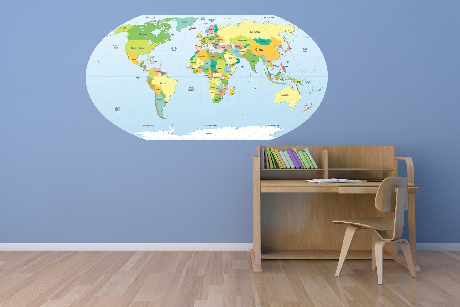 Brewster Wall Pops Peel /& Stick World Dry-Erase Map with Marker