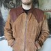 Vintage Brown Leather and Suede Patchwork Jacket- Patchwork Leather Detail- Zip Up