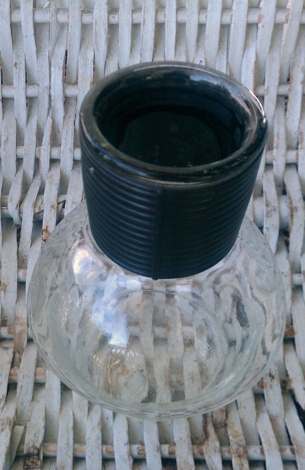 Hottle hot water glass vase vintage vessel office pencil holder plant garden terrarium lucky bamboo rubber neck black bubble