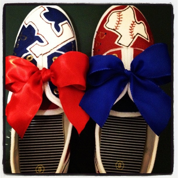Hand-painted Texas Rangers shoes