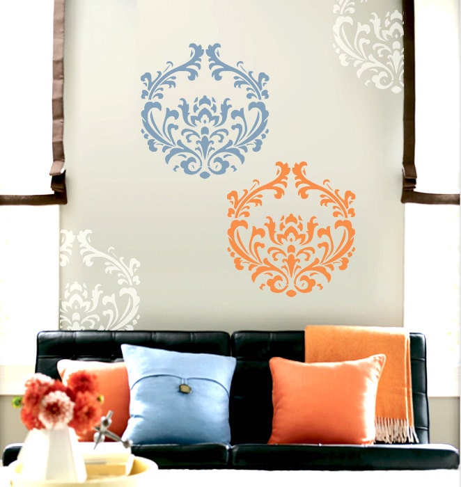 Wall Stencil  Damask Pattern Wall Room Decor Made by OMG Stencils Home Improvements Color Paintings 0025