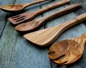 Olive Wood 5 Piece Kitchen Utensil Set - 35cm