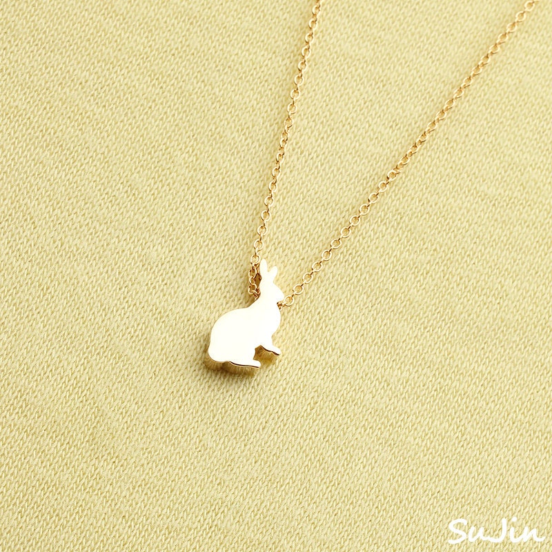 Shiny Bunny Rabbit, Gold Plated, Necklace