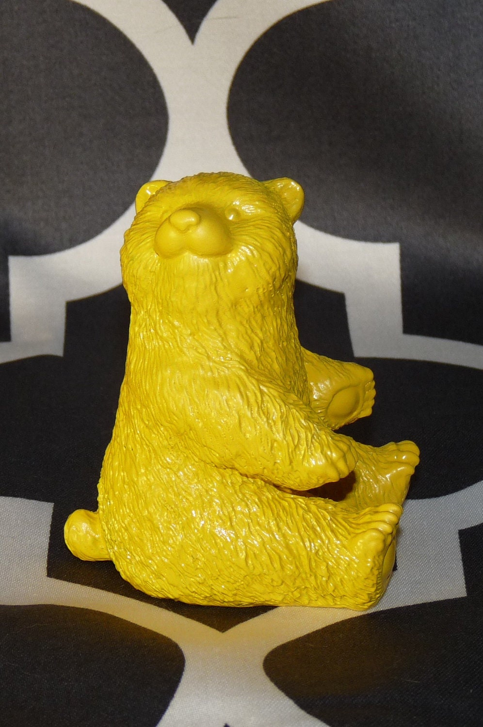 Miniatures, Little Yellow Bear //Upcycled Resin Figurine, modern yellow, home decor // upcycled, pop art, sculpture