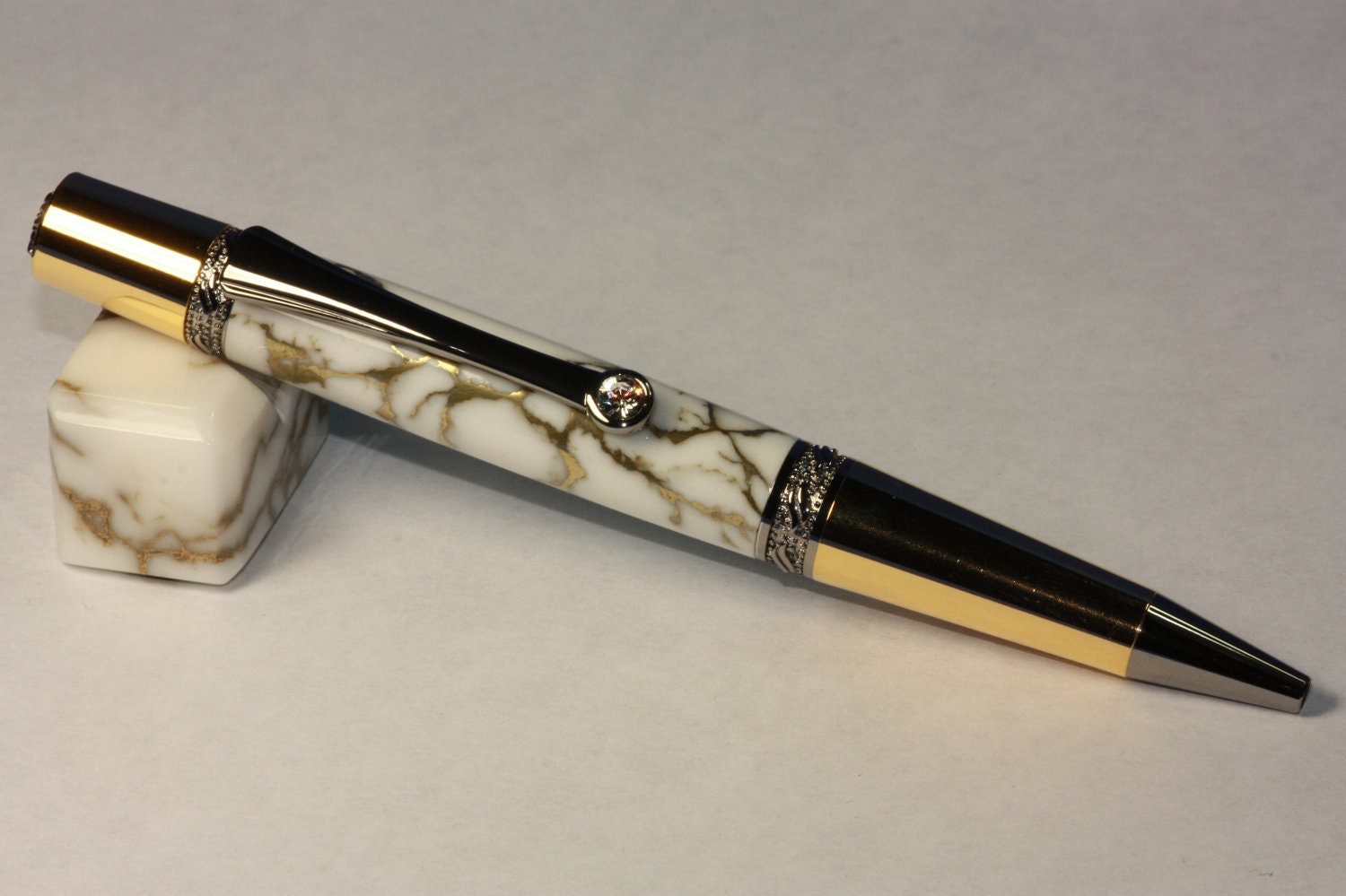 Handmade Custom Ballpoint Writing Pen Black Titanium and Titanium Gold Napolean Makes a great gift