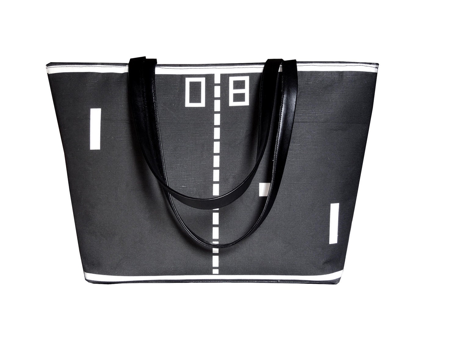 Large Printed Atari Pong Handbag with Silver Studded Hardware and Snap Closure