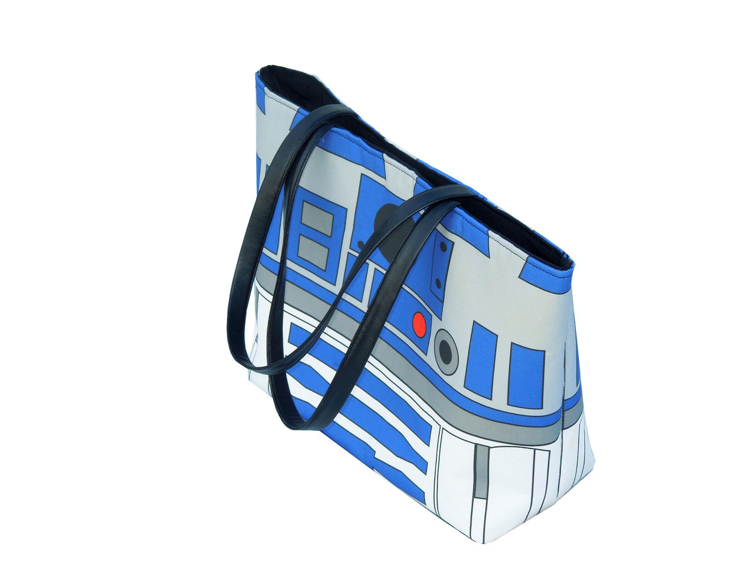 Large Printed Star Wars R2D2 Handbag with Silver Studded Hardware and Snap Closure