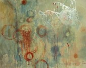 Blue Abstract Circle Painting Acrylic Mixed Media Original Painting - "Culdesac" 4ft x 3ft - Canvas, circles, layered texture