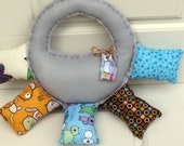 Stuffed Pillow Monster Felt Pillow Child carry toy stuffed animal plush pillow kid toy toddler pillow, gray pillow toy, "Orbie10" SOLD
