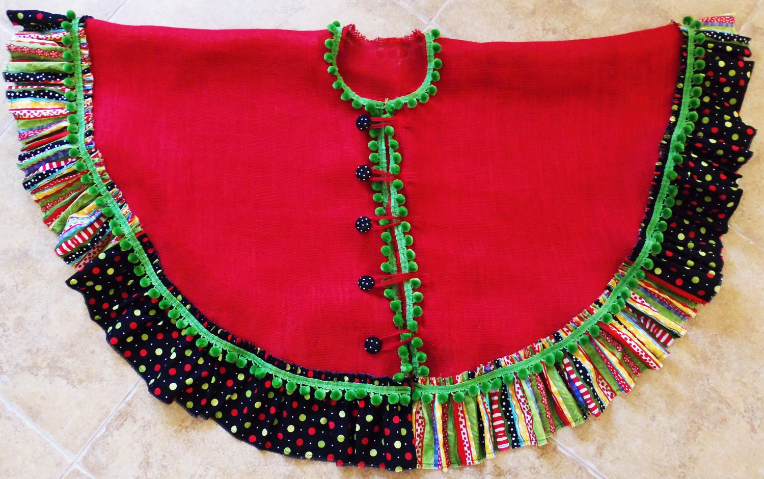 SALE  56" Burlap Christmas Tree Skirt Home Living Holiday Home Decor Housewares Handmade Buttons by picadillymarket