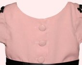 Little girl pink dress black satin ribbon bow boutique clothing made in USA handmade dress