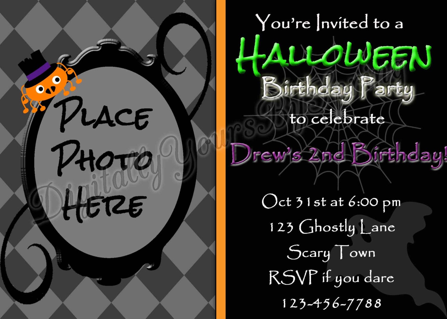 Printable Halloween Birthday Invite Style 5 & 5a