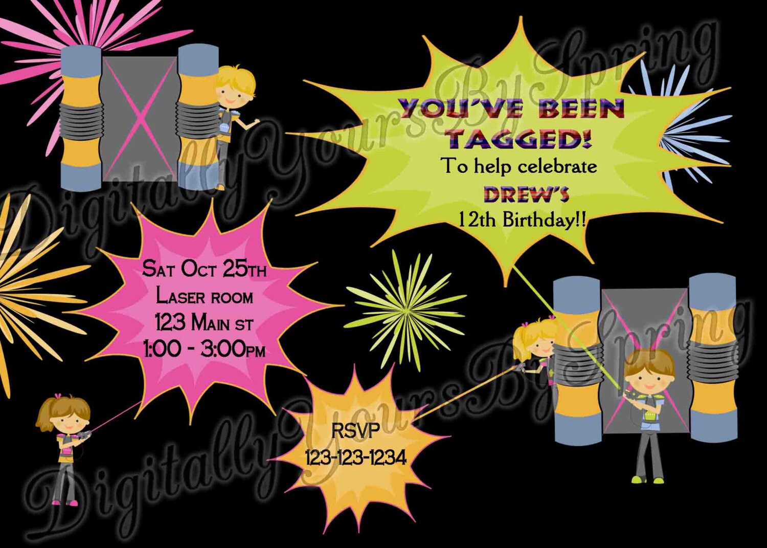 Free Laser Tag Birthday Invitations