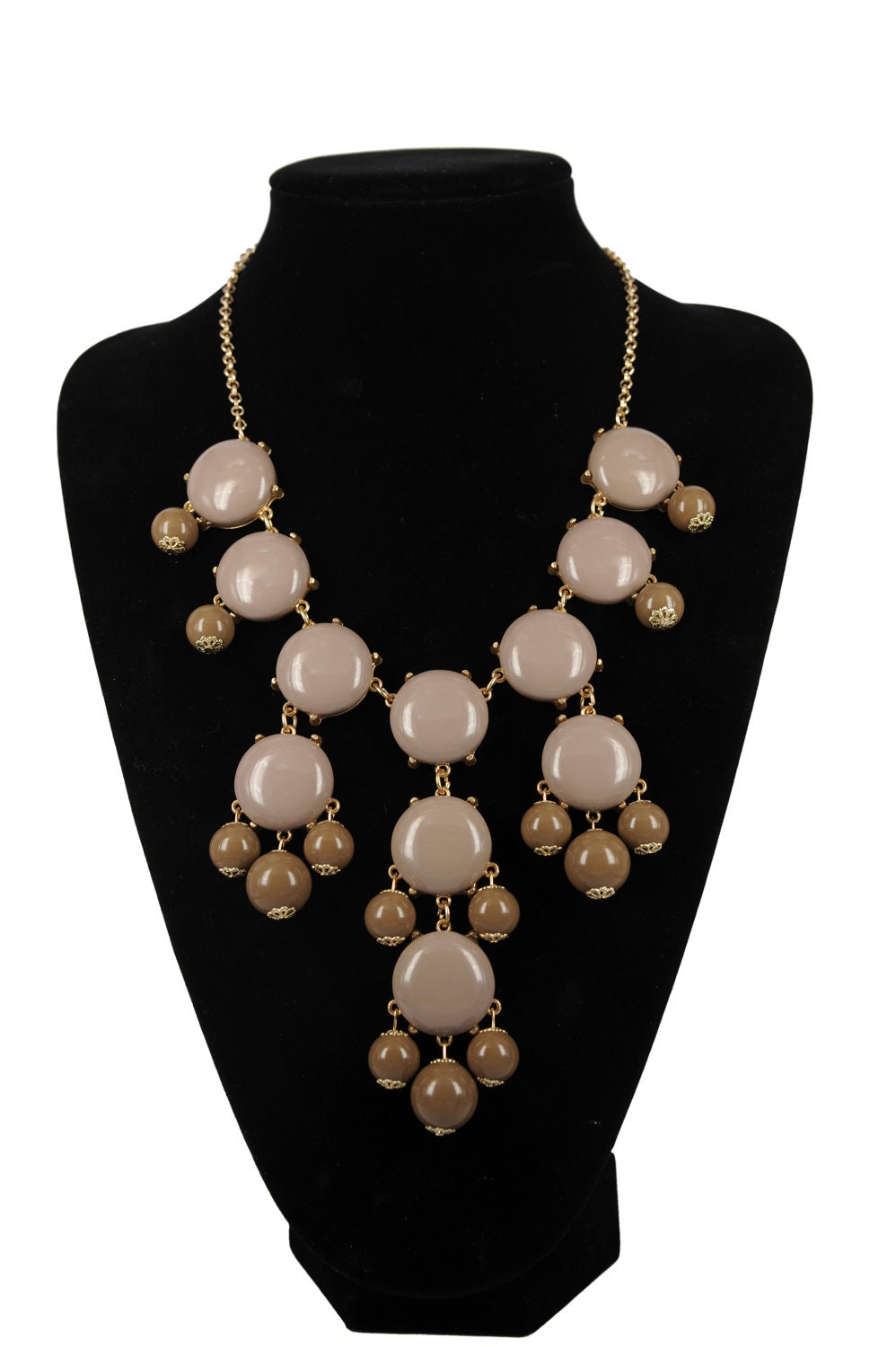 Bubble Necklace,Handmade Bib Necklace,Statement Neckalce gray necklace-brown gray