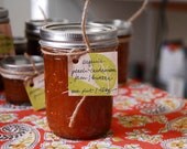 16 oz (one pint) jar of smooth organic peach jam / butter with ground cardamom and fair trade sugar