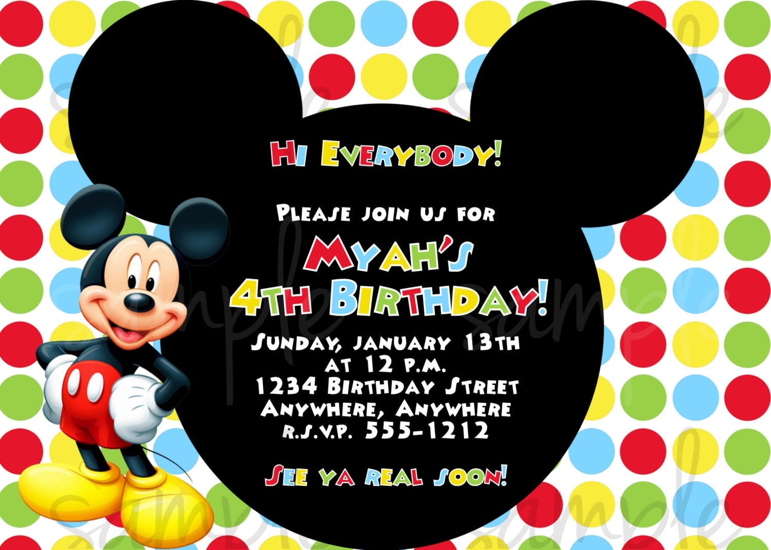 Mickey Mouse Birthday Invitation by LoveLifeInvites on Etsy