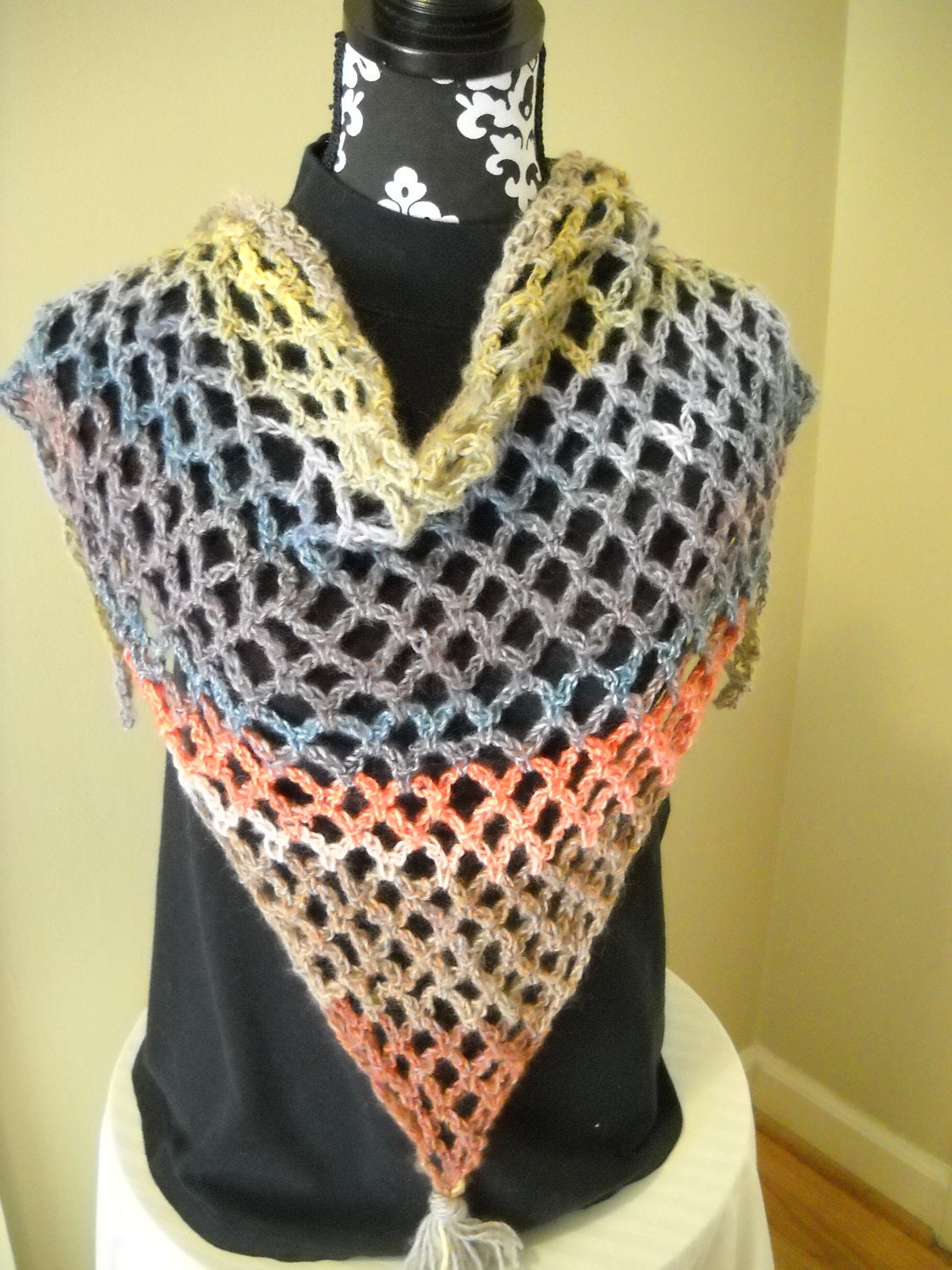 Lacy Triangle Scarf - Gold / Blue / Purple / Coral / Rust / Taupe
