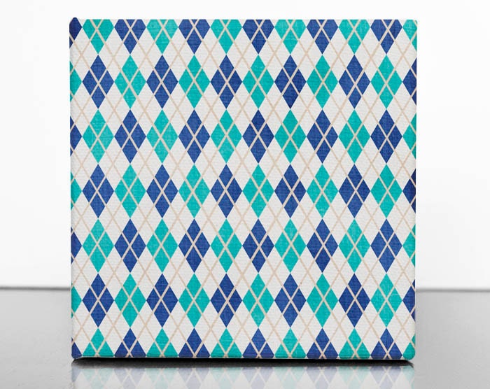 Texture Art Canvas 6x6 - modern geometric pattern wall art canvas print blue green turquoise argyle
