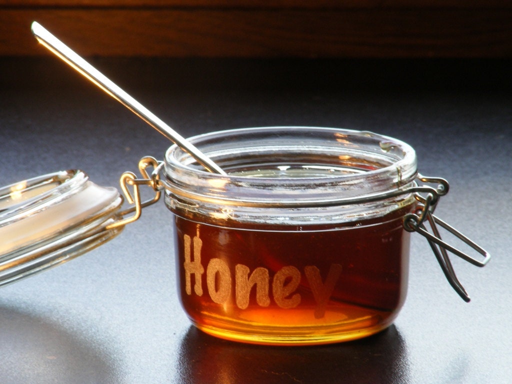 honey jar honey pot bowl home decor breakfast table engraved letters
