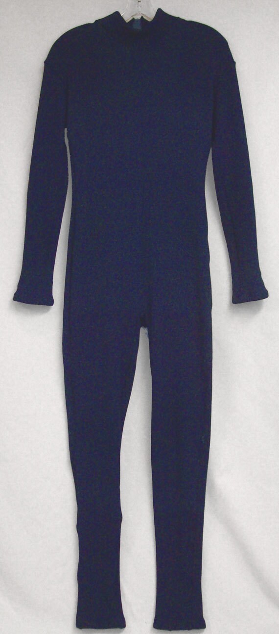 Navy Blue Thermal Cotton Knit Unitard Catsuit by NinaCorrea