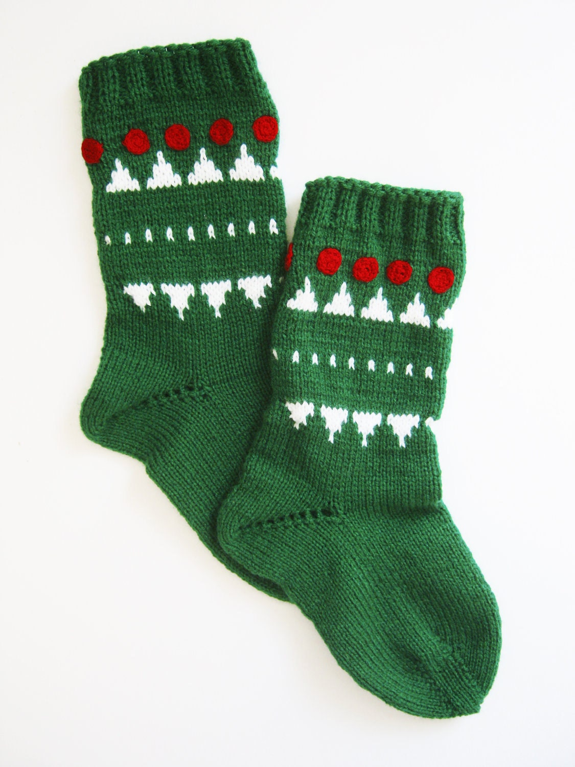 Handmade knitted Socks with christmas by GrandmasWarmYarn on Etsy