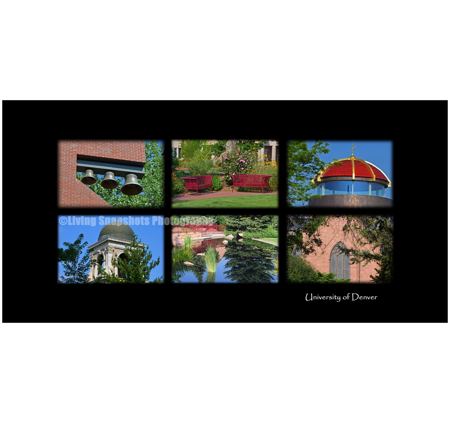 University of Denver CO print, 20x10 UNframed photography, DU college photo, black background