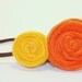 Yellow and Orange Rosette Headband, Felt Flower, Girls, Rolled Rosette,