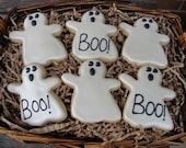 Shimmer Ghost Hand Decorated Sugar Cookies - 1/2 dozen