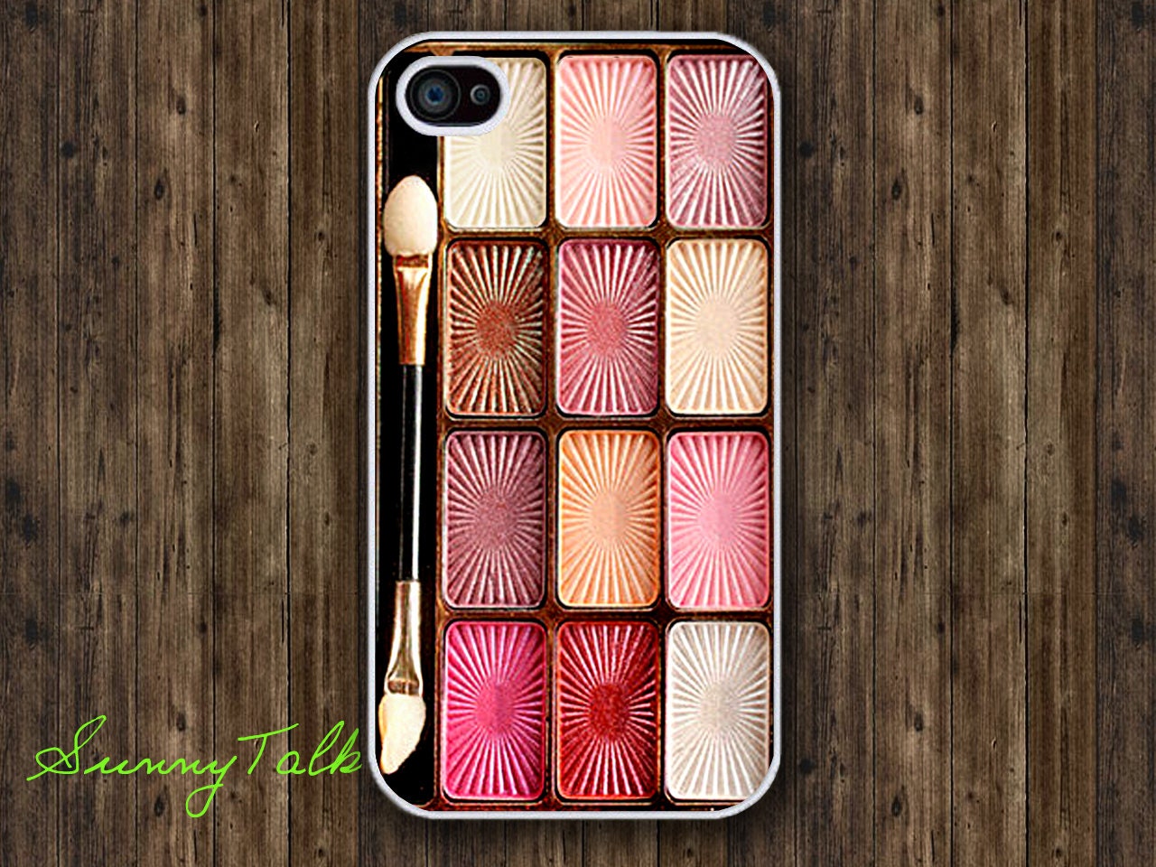 Iphone 4/4S Case - Eyeshadow Makeup Set on White Iphone 4 Case, Iphone 4S case, Waterproof Plastic Hard Case