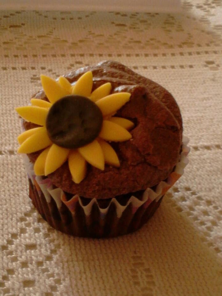12 Mini Sunflower Fondant Cupcake Toppers