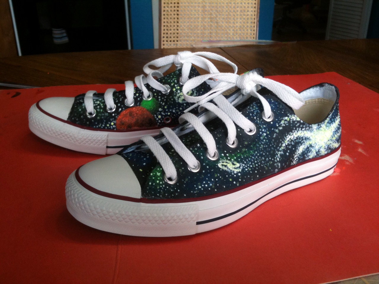 Space Custom Painted Converse Shoes