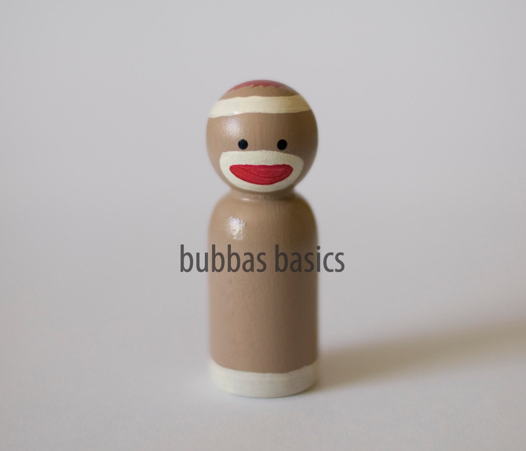 sock monkey peg doll