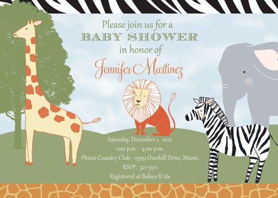 Safari Custom Baby Shower Invitation - Printable Il_570xn