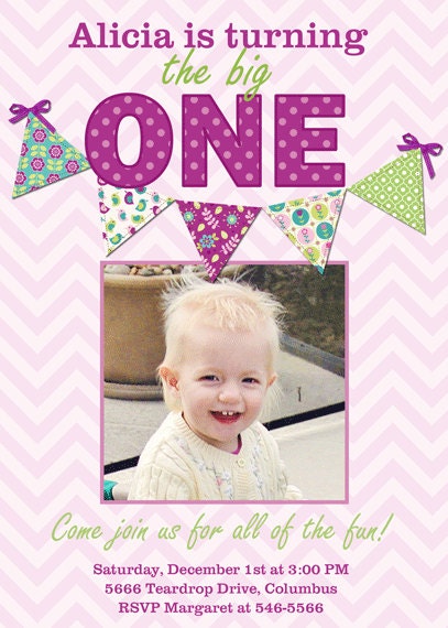 The Big One 1st Birthday Invitation in Purple - Printable Il_570xn
