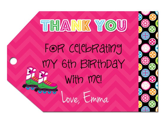 Bright Fun Roller Skating Goody Bag Favor Tags- Printable Il_570xn