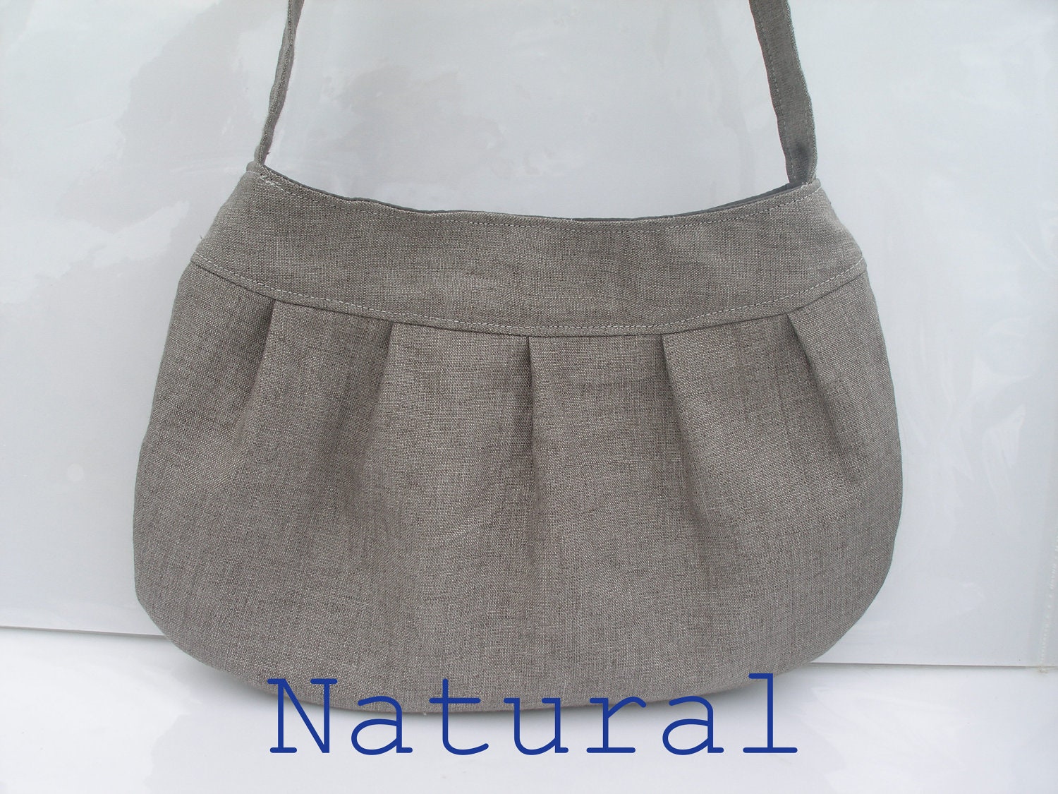 Linen Purse with strap - finest Italian Linen - Natural
